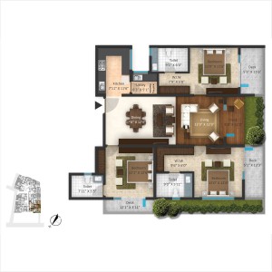 Type E - 3 BHK 1974 SFT