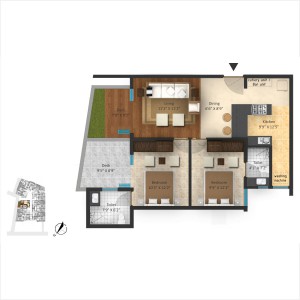 Type G - 2 BHK 1086 SFT